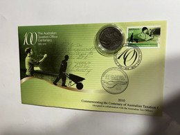 (2 M 37) Australia - $ 1.00 International Centenary Of Australian Taxation Coin On 2010 Int. Taxation FDC Cover - Dollar