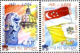 192317 MNH VATICANO 2006 RELACIONES DIPLOMATICAS CON SINGAPUR - Used Stamps