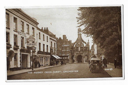 Postcard, Sussex, Chichester, The Market Cross, Dolphin Anchor Hotel, Street, Shop, Car, 1937. - Chichester