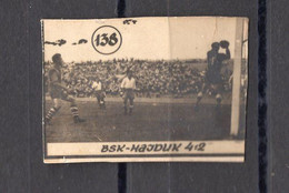 1951. YUGOSLAVIA,B.S.K. - HAJDUK 4 : 2,VINTAGE FOOTBALL TRADING CARDS,3X2 Cm - 1950-1959