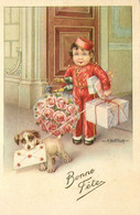A. BERTIGLIA * CPA Illustrateur Bertiglia * N°700/7 éditeur N.M.M. * Enfant Groom Hôtel Service Chien Dog Fleurs Cadeau - Bertiglia, A.