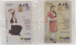 CYPRUS - Traditional Costumes(Man & Woman) ,Set 2 Transparent Collector"s Cards No16-17, 12/08, Tirage 1.000, Mint - Zypern