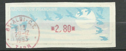 France Vignette D'affranchissement Oiseaux Jubert  2,80  Albi Le 29/12/1993   Cachet Rouge  B/TB  Voir Scan  Soldé ! ! ! - 1990 Type « Oiseaux De Jubert »