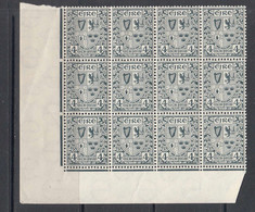 1940 Ireland 4p Slate Corner Block Of 12 MNH - Natural Gum Crease Affecting 4 Stamps (not Visible From Front) - Ungebraucht