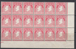 1941 Ireland 1p Carmine Rose Corner Block Of 18 MNH - Unused Stamps