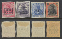 Romania WW1 Germany Occupation Set Of 4 Stamps With 9th Army Overprint MLH - Foreign Occupations