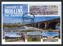 FRANCE (2022) Carte Maximum Card ATM LISA - émax Exposition Philatélique Moulins 2022 Pont Régemortes, Bridge, Puente - 2020-…