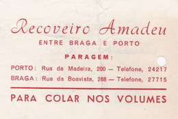 MY BOX 2 - PORTUGAL COMMERCIAL DOCUMENT  - RECOVEIRO AMADEU   -TRANSPORT - BRAGA - Portugal