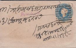 1890. INDIA. Envelope VICTORIA HALF ANNA Cancelled Reverse R. BOMBAY NOV 29 2. DELY + JHARAPATAN CITY NOV ... - JF427485 - Autres & Non Classés