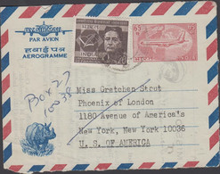 1968. INDIA. AEROGRAMME 65 P AIR PLANE + 20 P BEZBARUAH To USA.  - JF427530 - Autres & Non Classés