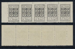 Romania Northern Transylvania 1945 Nasaud Local Revenue 2 Pengo MNH Stamps In Horizontal Strip Of 5. RR! - Revenue Stamps