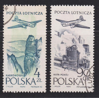 1957 Polen / Polska. Flugpost, Mi: PL 1035+1039° / Y&T: PL PA 41+45°, Stahlwerk + Karkonosze Gebirge - Used Stamps