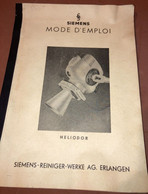 Siemens X-Ray Radiology - Heliodor Mode D'Emploi 1950's Booklet - Machines