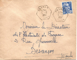 France Enveloppe Cachet Ambulant -1952 TFraroz Jura) - Mechanical Postmarks (Other)