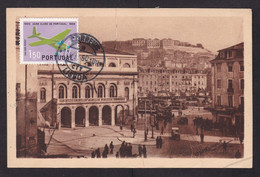 Portugal: Picture Postcard To Austria, 1960, 1 Stamp, Airplane, Aviation Club, Card: Lisbon (corner Crease) - Lettres & Documents