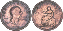 Grande-Bretagne - 1806 - 1/2 Penny - George III - 11-091 - B. 1/2 Penny