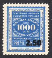 Train Railway INSURANCE Baggage Travel Transport Label Vignette Tax Revenue 1000 Din OVERPRINT 2.50 Yugoslavia 1930's - Officials