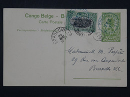 183 CONGO BELGE BELLE CARTE ENTIER SERIE 1 .N°12  RRR 1915 LEOPOLDVILLE A BRUSSELS ++ AFFRANCH. INTERESSSANT + - Lettres & Documents