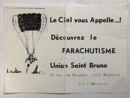 Ancien Document - Parachutisme Union Saint Bruno Bordeaux 49 Bis Rue Brizard - Parachutespringen