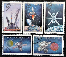 Timbres De Cuba 1973 Cosmonautics Day - Russian Space Exploration  Y&T N° 1665_1667_1668_1669_1670 - Gebraucht