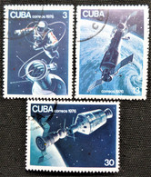 Timbres De Cuba 1976 The 15th Anniversary Of The First Manned Space Flight  Y&T N° 1922_1924_1925 - Gebraucht