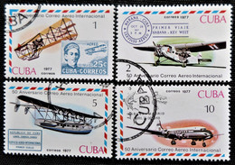 Timbres De Cuba 1977 The 50th Anniversary Of Cuban Airmail   Y&T N° 2026 à 2029 - Gebraucht