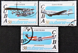 Timbres De Cuba 1979 The 50th Anniversary Of The Cuban Airlines   Y&T N° 2149_2150_2152 - Gebraucht