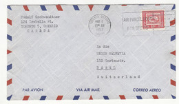 Canada Letter Cover Posted 1953 To Switzerland B221201 - Covers & Documents