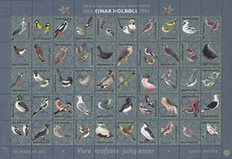 Denmark Christmas Seal Full Sheet 1965 Bird Vogel Oiseau MNH** - Feuilles Complètes Et Multiples