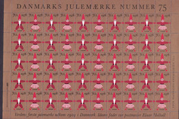 Denmark Christmas Seal Full Sheet 1978 ERROR Variety Missing Perf. Vertical Row Left Side MNH** - Volledige & Onvolledige Vellen