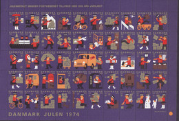 Denmark Christmas Seal Full Sheet 1974 Missing Perf. Left Side Vertical Row MNH** - Full Sheets & Multiples