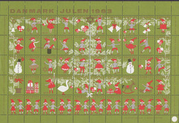 Denmark Christmas Seal Full Sheet 1963 ERROR Variety 'Missing Perf. In Top Row', MNH** - Hojas Completas