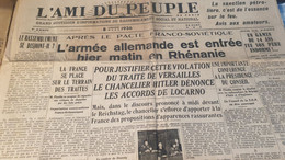 AMI PEUPLE 36/ARMEE ALLEMANDE EN RHENANIE  HITLER /DRANCY SCANDALE  DUCHANEL / - Testi Generali