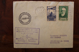 1937 Poste Aerienne France Belgique Cover Timbre Pour Les Chômeurs Intellectuels Conquête Aerienne De L'Atlantique Sud - 1927-1959 Brieven & Documenten