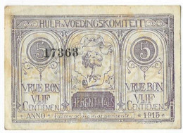 Noodgeld Herenthals 5 Centiemen 1915 Type 3 Paars - Sonstige & Ohne Zuordnung