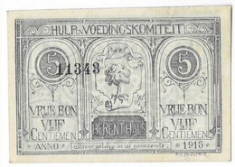 Noodgeld Herenthals 5 Centiemen 1915 Type 1 Zwart - Sonstige & Ohne Zuordnung