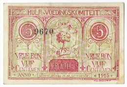 Noodgeld Herenthals 5 Centiemen 1915 Type 2 Rood Groen - Otros & Sin Clasificación