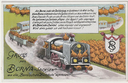 Gruss Aus BORNA-SACHSEN - , Train, Rail, Wagons D'oignons , Illustrateur ; Fantaisie - Editeur : Trinks & Co N° 49 - Borna