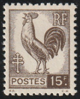 Année 1944 - N° 647 - Série D'Alger : Coq - 15 F Sépia - Neuf - 1944 Coq Et Marianne D'Alger