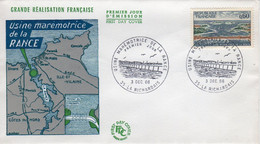 ENVELOPPE 1er JOUR - FDC - N° 1507 - USINE MAREMOTRICE De La RANCE - La RICHARDAIS - 1960-1969