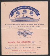 Portugal Billet 1963 Croisière Paquebot N/T Principe Perfeito CNN Companhia Nacional De Navegação Cruise Ship Ticket - Europe