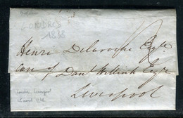 Grande Bretagne - Lettre Cachetée Avec Texte De Londres Pour Liverpool En 1838 - N 303 - ...-1840 Vorläufer