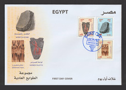 Egypt - 2022 - FDC - Definitive - Menkaura Triad - Narmer Palette - Rosetta Stone - Covers & Documents