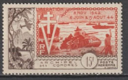 COMORES - 1954 - LIBERATION - POSTE AERIENNE YT N°4 ** MNH - COTE = 55 EUR. - Neufs