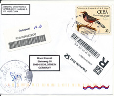 Cuba Registered Cover Sent To Germany With More Topic Stamps On Front And Backside Of The Cover - Storia Postale