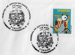 Brazil 2007 Cover With Commemorative Cancel 116 Years Of The Court Of Justice Of Santa Catarina In Florianopolis - Briefe U. Dokumente