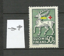 FINLAND FINNLAND 1942 Michel 254 MNH Error Variety Abart = Shifted Red Print (cross) - Errors, Freaks & Oddities (EFO)