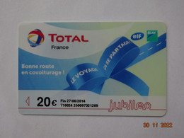 LAVAGE AUTO CARTE BANDE MAGNETIQUE CARTE TOTAL   20 € COVOITURAGE JUBILEO - Car Wash Cards