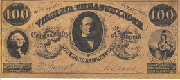 COMMONWEALTH De VIRGINIE - 100 Dollars - RICHMOND - 15/10/1862 - TBE - Divisa Confederada (1861-1864)