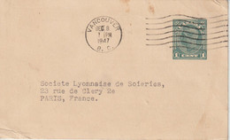 Canada 1947 Entier Avec Repiquage Trappeur Fourrures Pour La France - 1903-1954 Könige
